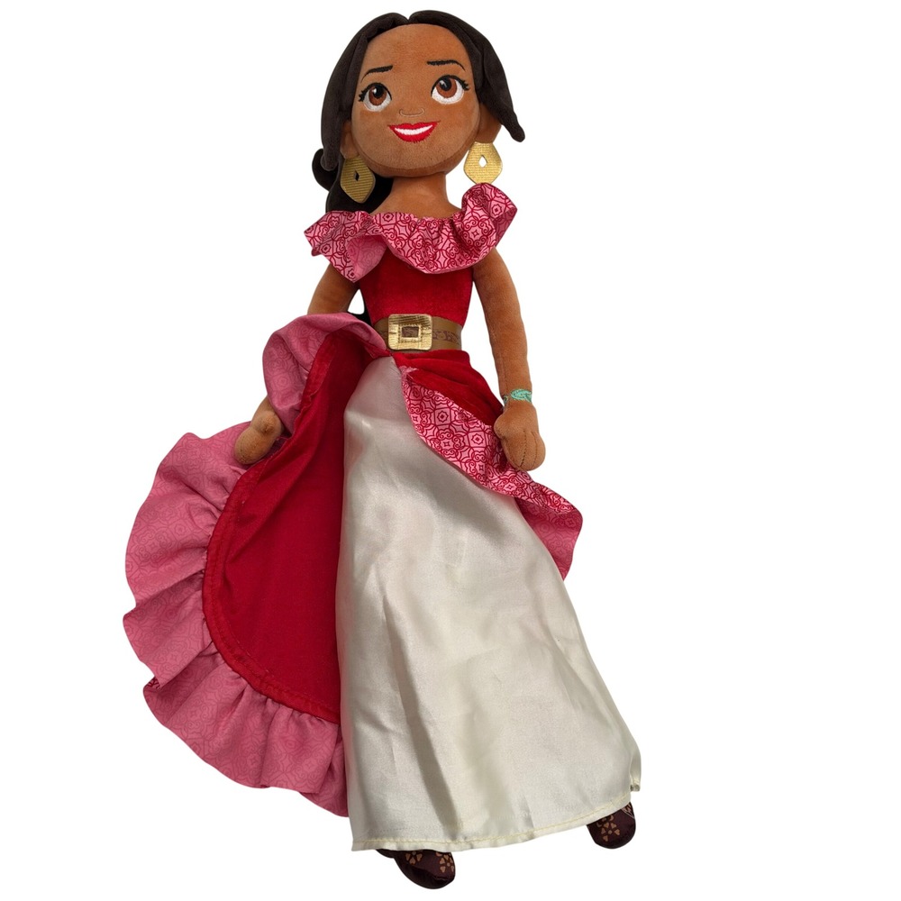 Disney Store Elena of Avalor Plush Doll Red Satin Gown Embroidered Features